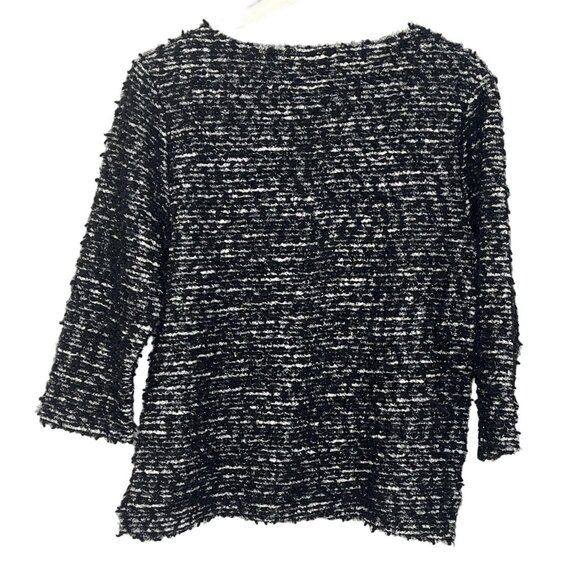 Chico’s Size 1 (M) Black/White Metallic Chunky Knit Pullover | Fall Cozy ✨🖤 - Picture 9 of 11